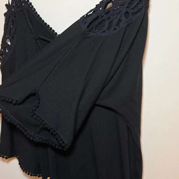 L*Space Calisto Black Crochet Detail Coverup Romper - Size: Small - Picture 6 of 9